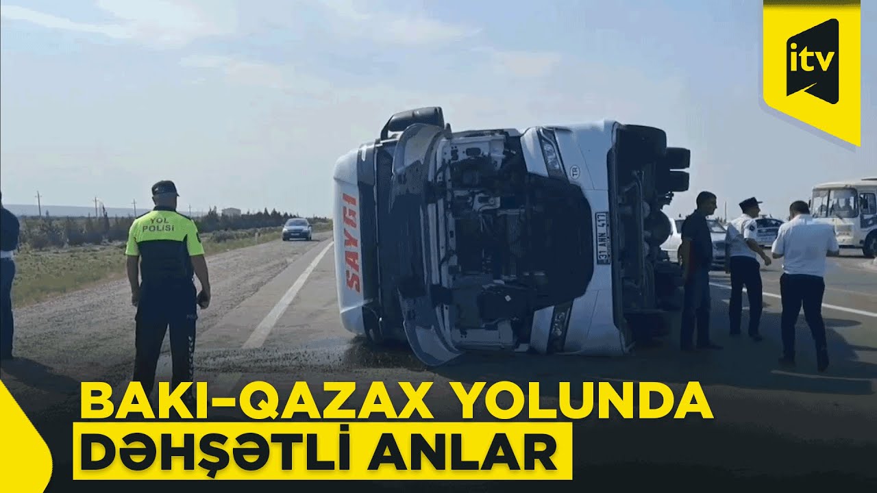 Bakı–Qazax magistralında TIR aşıb – qəza yerindən görüntülər