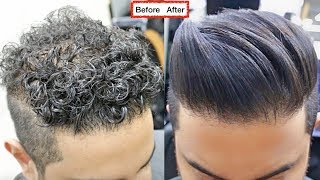 CURLY TO STRAIGHT Hair TUTORIAL. All About keratin 2017 [ A SMOOTH NATURAL HAIR FOR MEN ]️