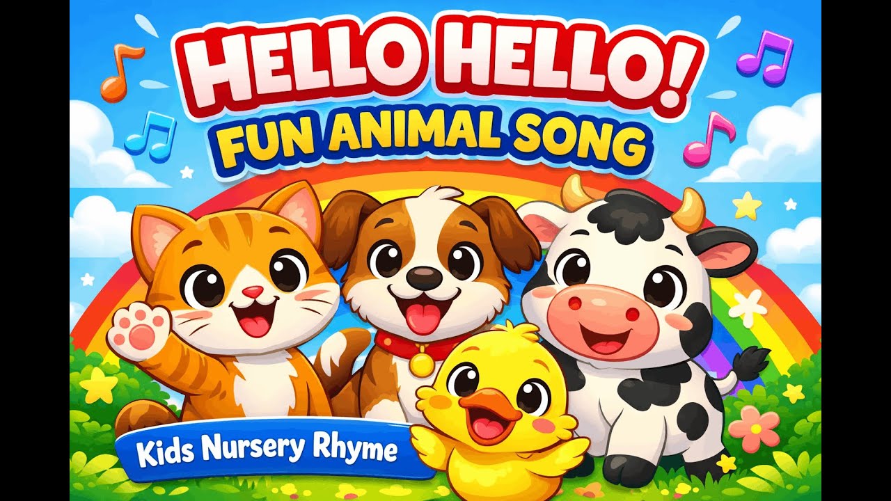 Fun Animal Hello Hello Hello! 👋 Fun Animal Song | Kids Nursery Rhyme for Toddlers - YouTube