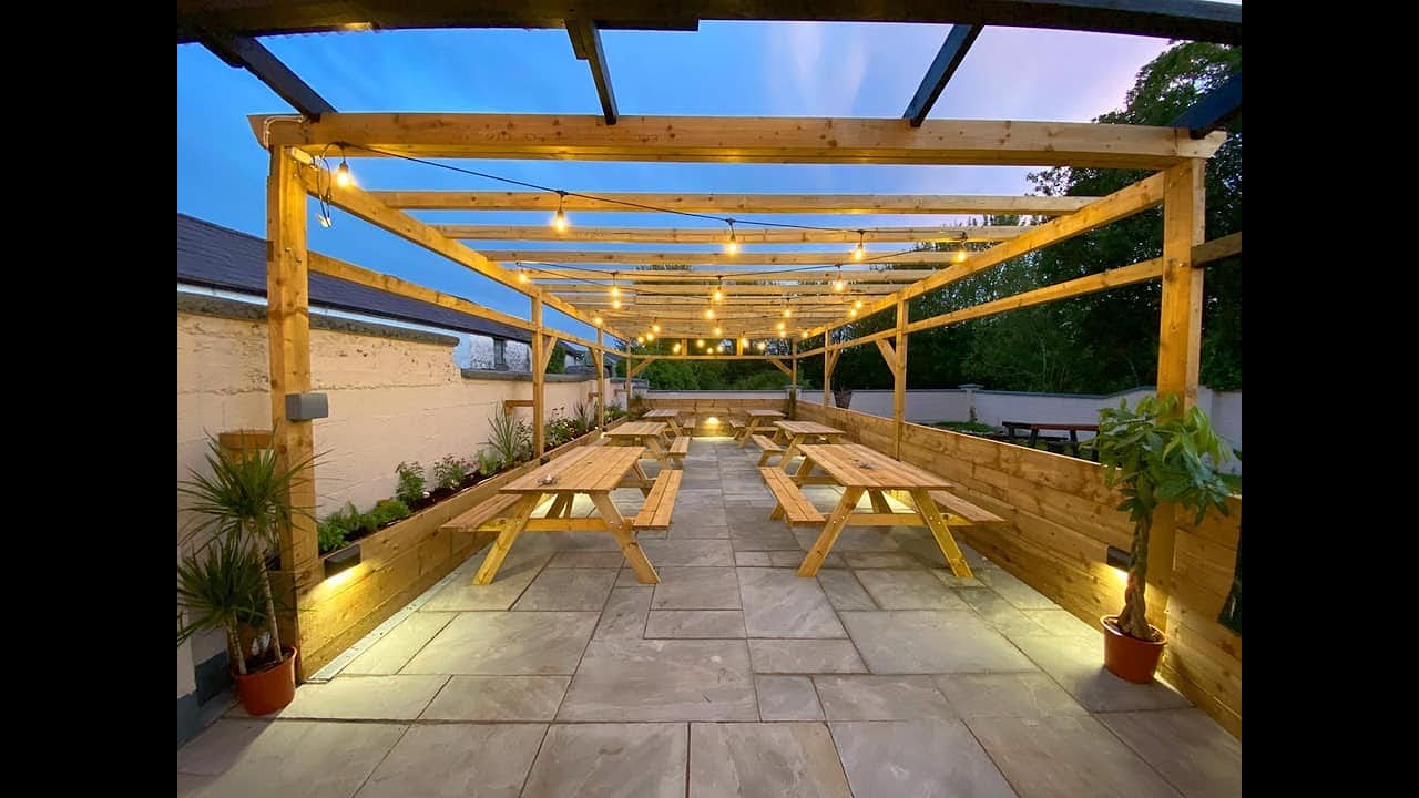BEER GARDEN PERGOLA BUILD - YouTube