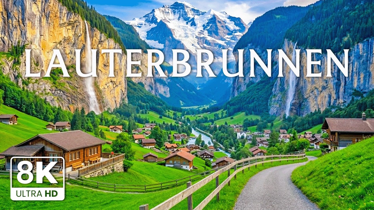 Lauterbrunnen 8K | Breathtaking Alpine Wonderland – Waterfalls, Cliffside Villages & Emerald Valley