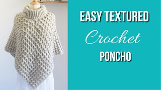 Easy Crochet Poncho (V-neck and Turtle Neck Options)