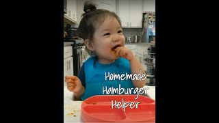 baby led weaning DAY 229 - baby mukbang homemade hamburger helper 13 months old schweetpea
