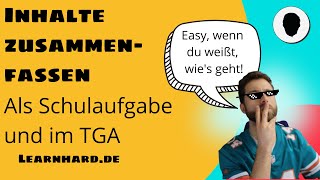 Die Inhaltszusammenfassung - Als Schulaufgabe Und Im Tga