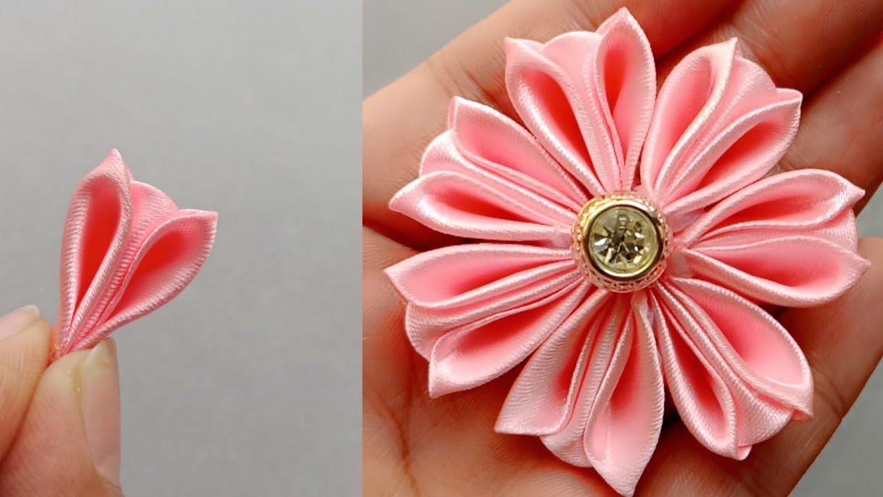 How to make an adorable ribbon flower / Flower making ideas 