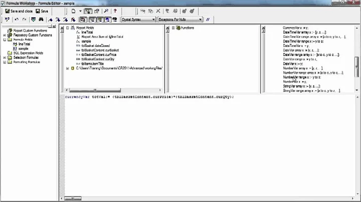 Advanced Crystal Reports 2011 Tutorial | Declaring Variables to use in Formulas