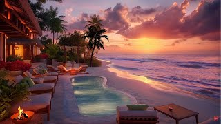 Relaxing Sunset  Jazz🎶Positive Bossa Nova Jazz & Happy Jazz Music at Front Beach View Ambience