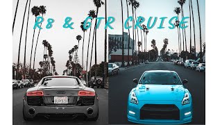 AUDI R8 V10 AND FLAME THROWING NISSAN GTR CRUISING THROUGH SANTA MONICA