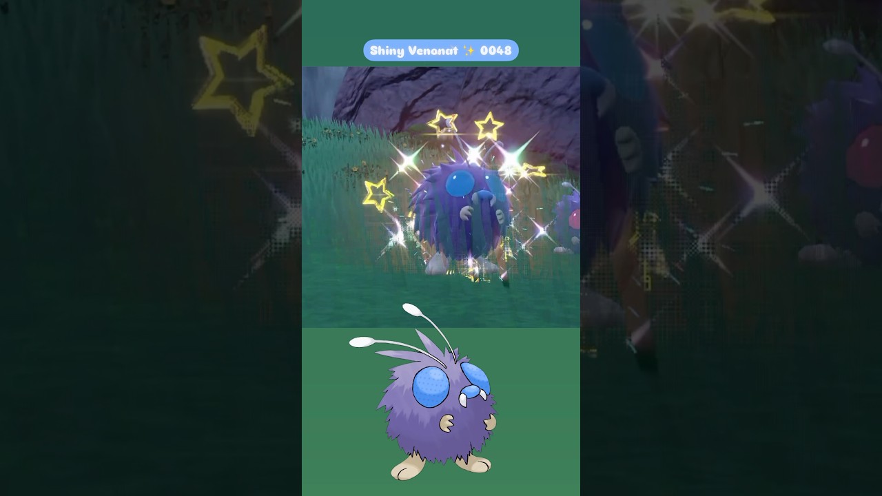 Shiny Venonat ✨ 0048 caught in Pokemon Scarlet Indigo Disk DLC with Mass Outbreak Event
