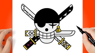 Como dibujar la bandera pirata de Zoro - One Piece