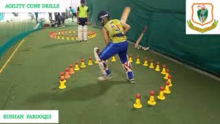 🏏 BATTING AGILITY CONE DRILLS 🏏 RUSHAN FAROOQUI 🏏CRICKET COACH KADIR PATEL 🏏