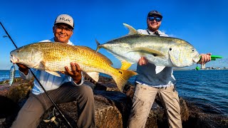 Fishing the BEST Jetty In Texas! Giant Fish Everywhere! Ep. 11 (Texas Jetty Tour)