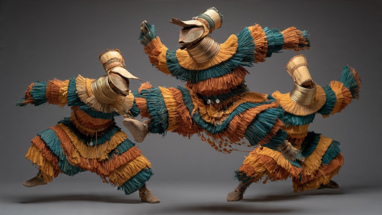 AI Tribal Dance Video │ BRASS & FIRE – Ethnic Fusion Ritual (Long Neck x African Drums) 4K