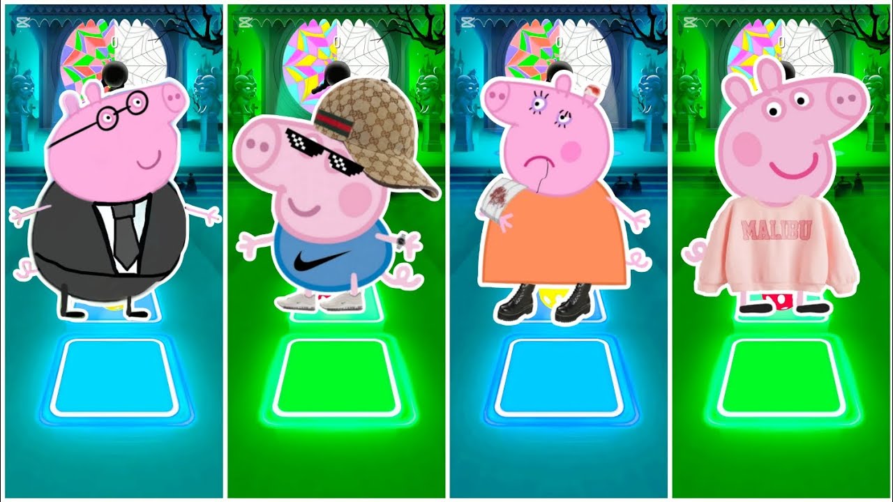 Daddy Pig Vs George Pig Vs Mummy Pig Vs Peppa Pig  | Tiles Hop Edm Rush🎶