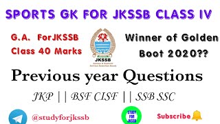 Sports GK for Jkssb Class IV || SSC || JKP || BSF CISF SSB