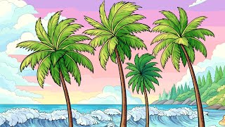 Palm Trees Exotic Island #zencolor #colorwithme #paintbynumber #relaxing #video #coloring #gameplay