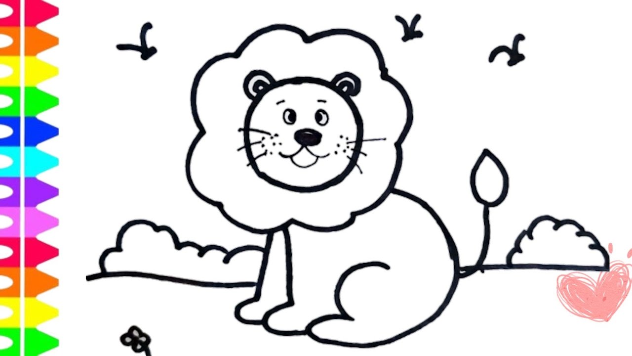 How to draw a cute lion easy step by step | Drawing and coloring for ...