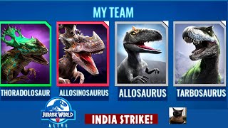 THORADALOSAUR FAMILY! Thor, Allosinosaurus, Allosaurus, Tarbosaurus CHOMPS!!  (JWA Strike)