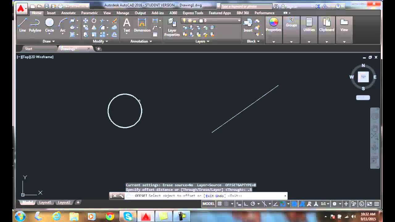 AutoCAD I 0801 Parallel Offsets Specifying the Offset Distance YouTube