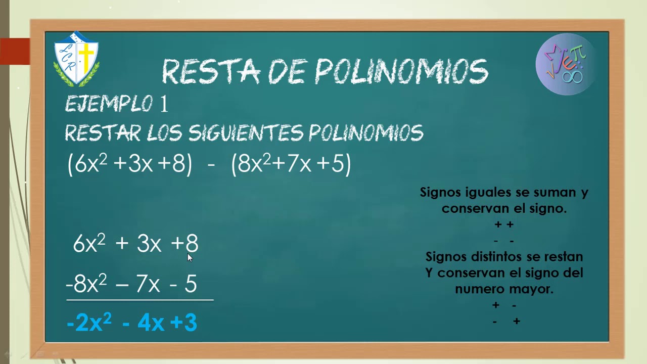 RESTA DE POLINOMIOS 8VO GRADO 2 YouTube