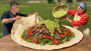 Huge Chicken Shawarma Wrap With Fresh Flatbread For A Mountain Dinner!