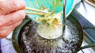 Kakiage (Mixed vegetable and seafood tempura) - Japanese street food