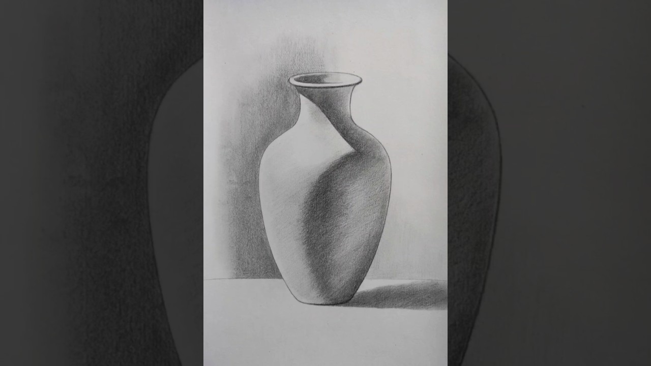 Flower Pot Drawing with Shading | Pot drawing Easy 