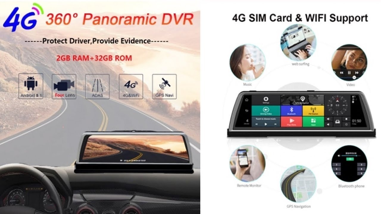 4G 6.84" HD 1080P Car DVR GPS Navi Dual Cam Android Bluetooth16GB ADAS Foldable 