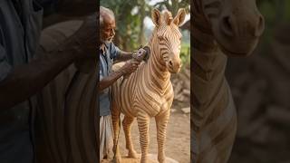"गाँव का Amazing Art 🔥#woodcarving#zebra#artwork#handmade#woodart#artist#villageart#satisfying
