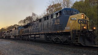 CSX M426/21 starts up from CP57 with YN2 #476 leading and 2 SD70s trailing