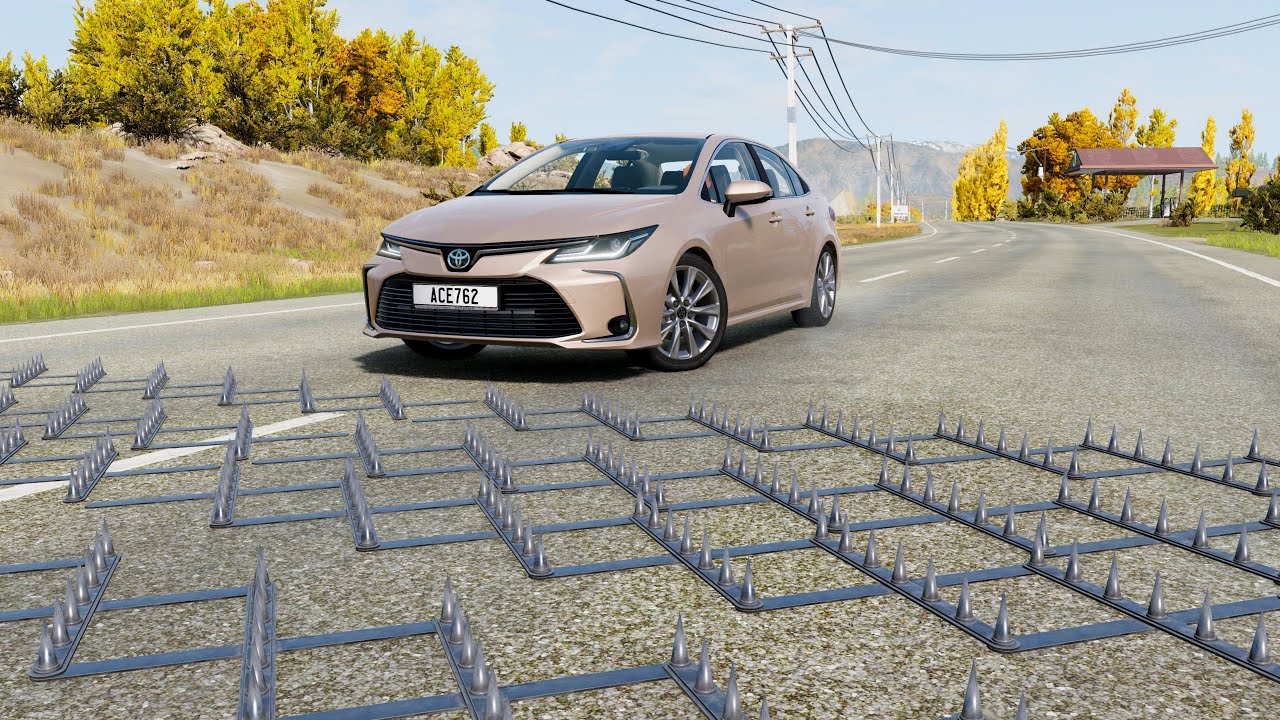 محاكي الحوادث : السيارات ضد الشوك 🚗🚧 72# BeamNG drive