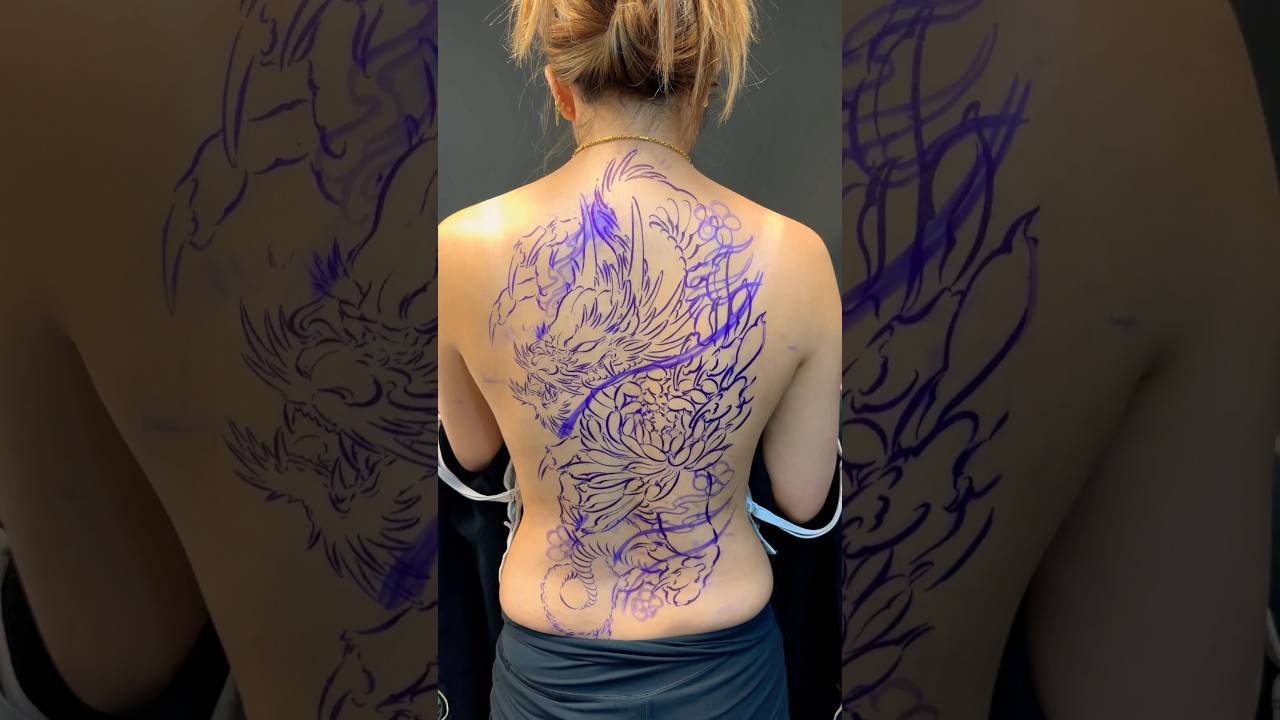 Dragon back tattoo first session 
