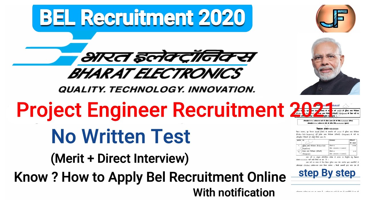 BEL Project Engineer Online Form 2021 ||  BEL Project Engineer Recruitment 2021 ||