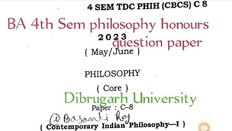 BA 4th Sem philosophy honours question paper C 8 Dibrugarh University 2023 Contemporary Indian philo