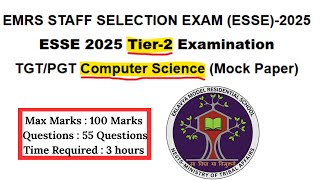 EMRS Tier-2 TGT / PGT Computer Science Mock Paper | Exam Pattern | ESSE 2025 SOLVED PAPER ANALYSIS 🔥