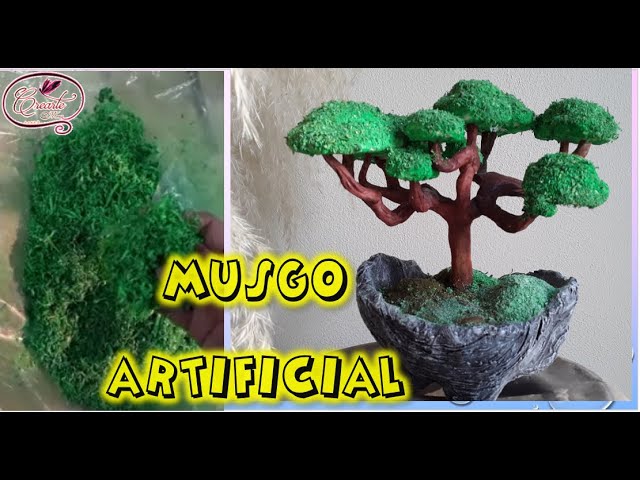 Cómo hacer musgo casero? Musgo artificial. Pasto artificial. Artificial  moss. Diy. Manualidades. 