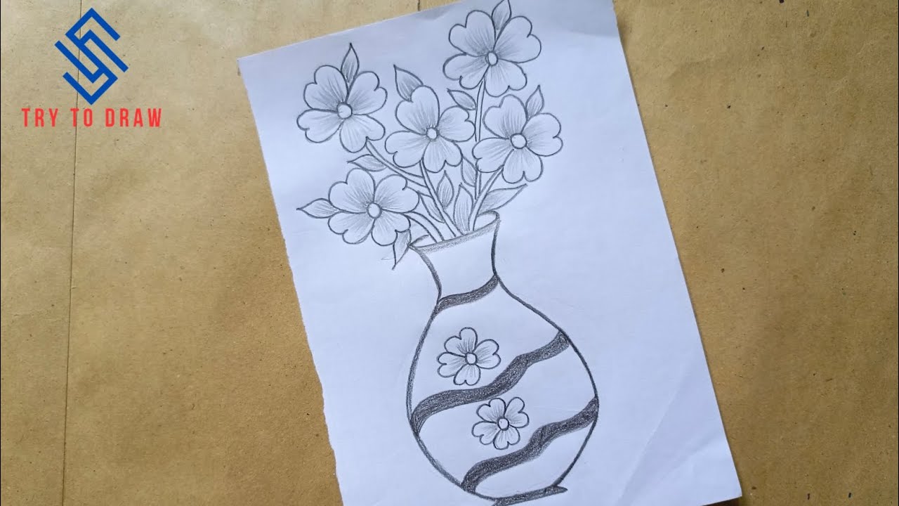 Flower Pot Drawing Shading Easy//Flower Drawing //Pot Art//Try To Draw