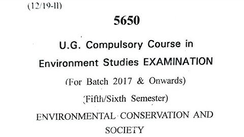 CDLU EVs previous Question paper 2019 ll For UG 5th & 6th semester ll Environmental studies