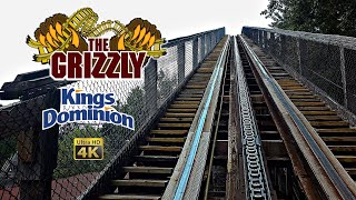 2023 Grizzly Wooden Roller Coaster On Ride Front Seat 4K POV Kings Dominion