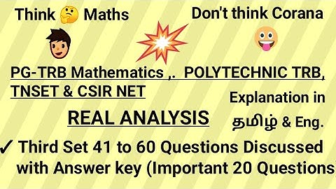 #trb #pgtrbmaths #maths #polytechnic #set #tnset #net #csir #ugc #realanalysis