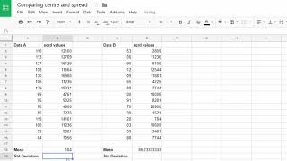 Comparing data sets (centre and spread)