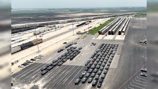 Tesla Cybertrucks & Model Ys ready for transport @ Hutto TX railyard | 5-6-24 | #gigatexas