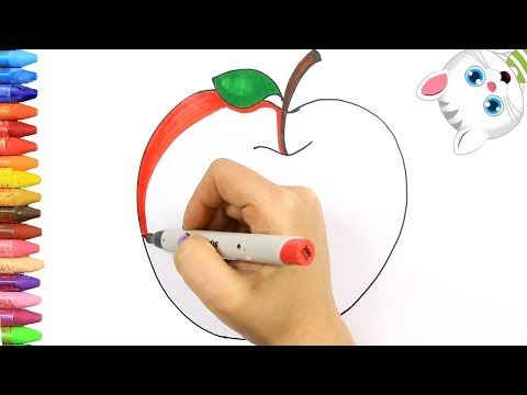 วาดอย่างไร แอปเปิ้ลแดง 🍎  วาดอย่างไรและสีสำหรับเด็ก