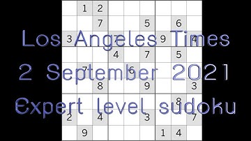 Sudoku solution – Los Angeles Times sudoku 2 September 2021 Expert level