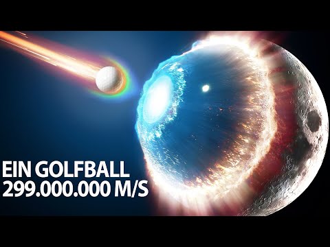 Wenn ein Golfball mit einer Geschwindigkeit von 299.000.000 m/s auf den Mond trifft