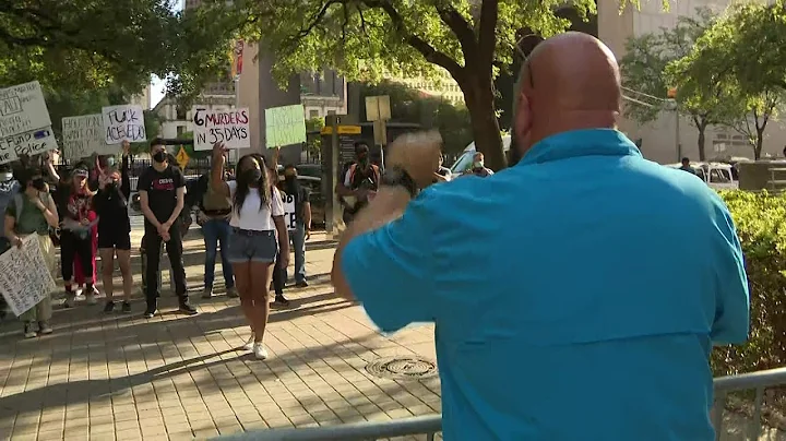 Police appreciation rally at Houston’s City Hall met with protesters calling for defunding the d...