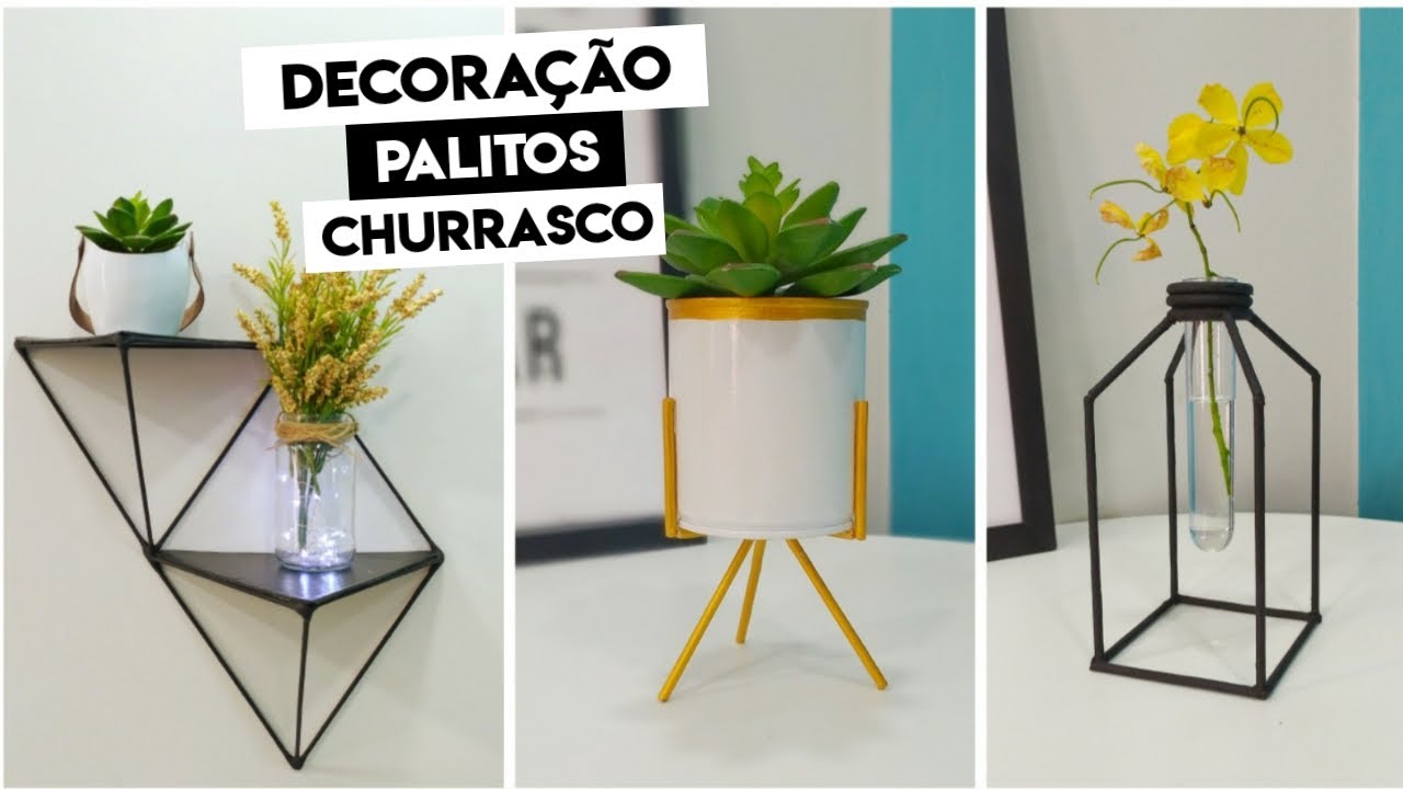IDEIAS INCRÍVEIS COM PALITOS DE CHURRASCO - FAÇA VOCÊ MESMO - ARTESANATO - DIY DECORAÇÃO