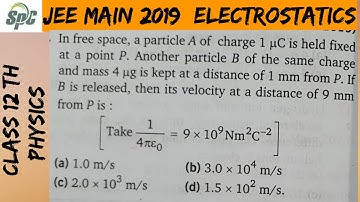 In free space,  a particle A of charge 1 microC is held fixed at a point  P . Another particle B of