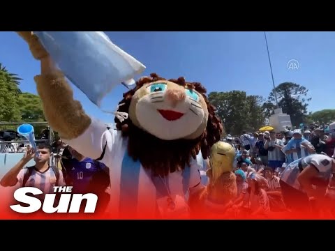 Argentina fans cheer on their team in Buenos Aires for World Cup final