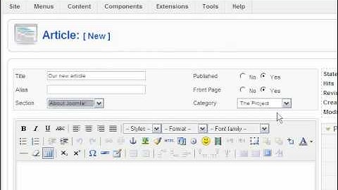 Joomla 1.5 - Add A Content Item